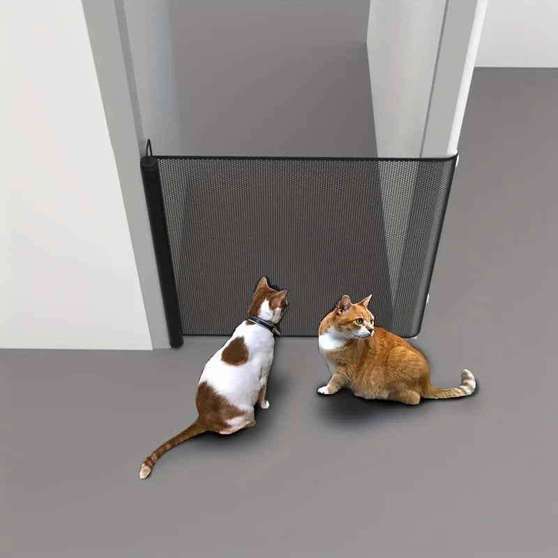 Easy To Install Black Pet Door Without Drilling - Retractable Safety Fence for Indoor Stairs, Dog and Pet Fences