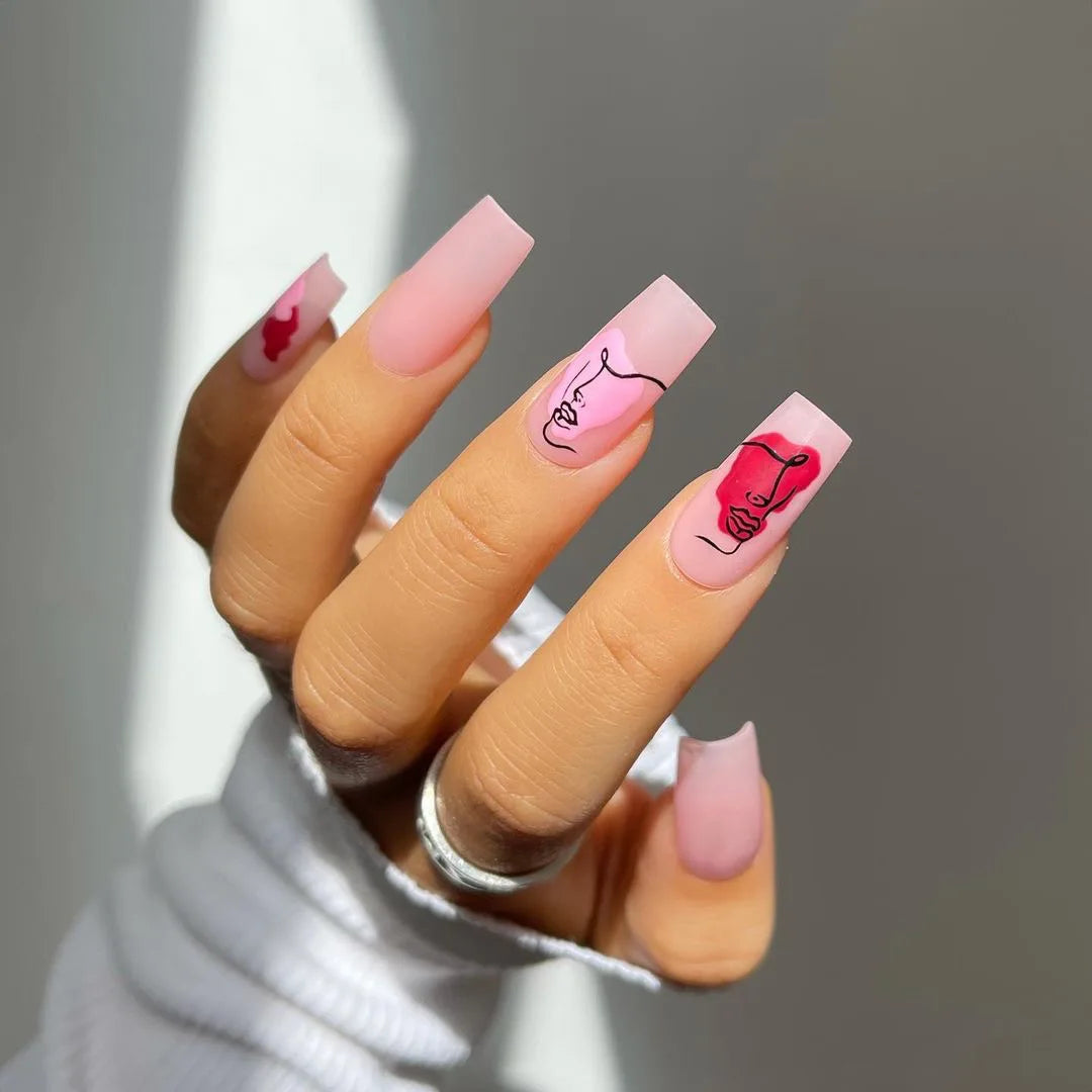 24Pcs Long Ballet Press On Nail Art Wearing Manicure Glitter Point Drill False Nails Removable Full Cover Artificial Fake Nails