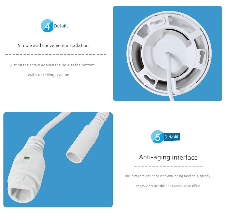 Wired Digital HD Night Vision Poe For Home Dome Network Camera H.265 Audio Monitoring Network Cable Power Supply