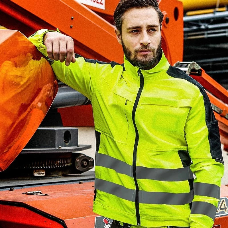 workwear mens jacket working cargo pants men High Visibility work suit with Reflective tapes