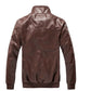 Autumn Winter Brown Leather Jacket Men Oversize Faux Leather Motorcycle Jacket Male Stand Collar Long Sleeve Moto Biker Coat 3xl
