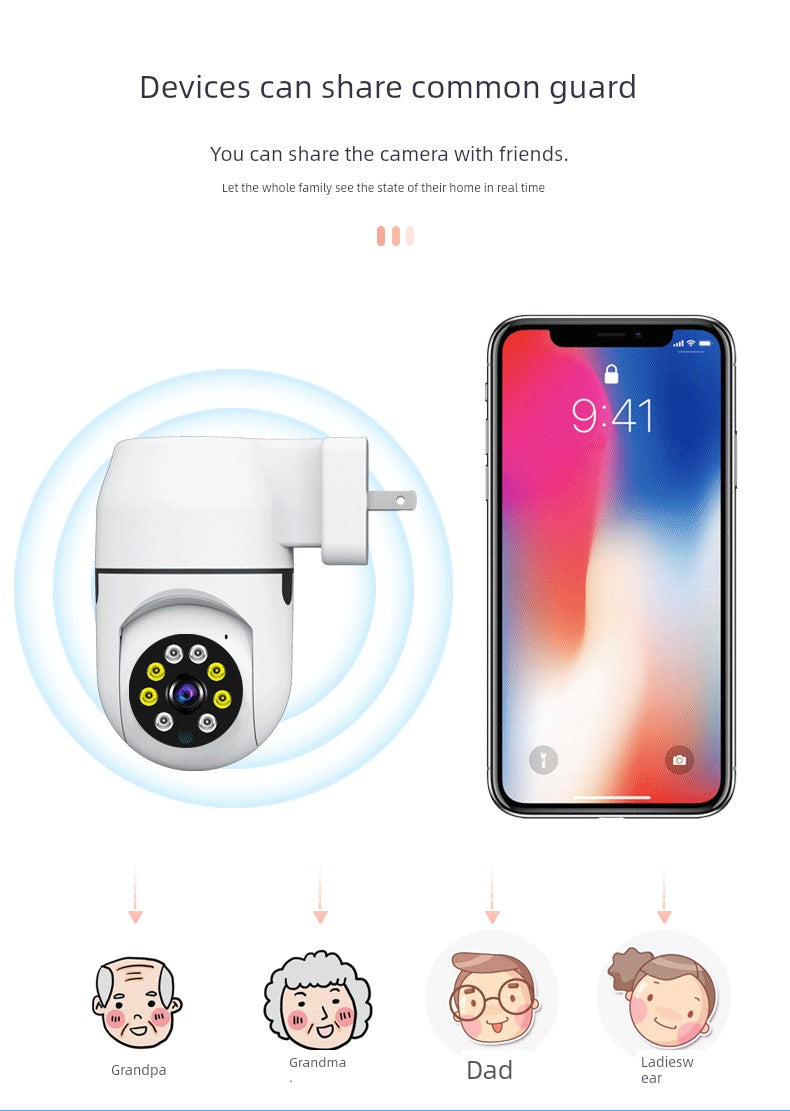For Home Plug Wireless WiFi Surveillance Camera Mobile Phone 4G Remote HD 360 Panoramic Socket Monitor