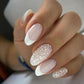 24Pcs Ballerina Press On Nail Tips Oval Head False Nails Almond Artificial Fake Nails With Glue Full Cover Press Manicure Tools