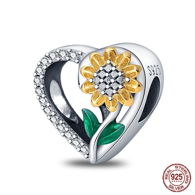 Fit Pandora 925 Original Bracelet 925 Silver Plate Flower Bird Series Charms Beads For Women Fashion DIY Jewelry Gifts Making