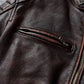 Vintage Black Brown Real Cowhide Genuine Leather Jacket Real Fur Men's Leather Jacket Bomber Men Leather Jacket Motorcycle Coat