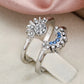 2pc/set Summer Couple Ring Set Sky Blue Sparkling Moon and Sun Ring 2023 New Women's Stackable Finger Set Engagement Jewelry