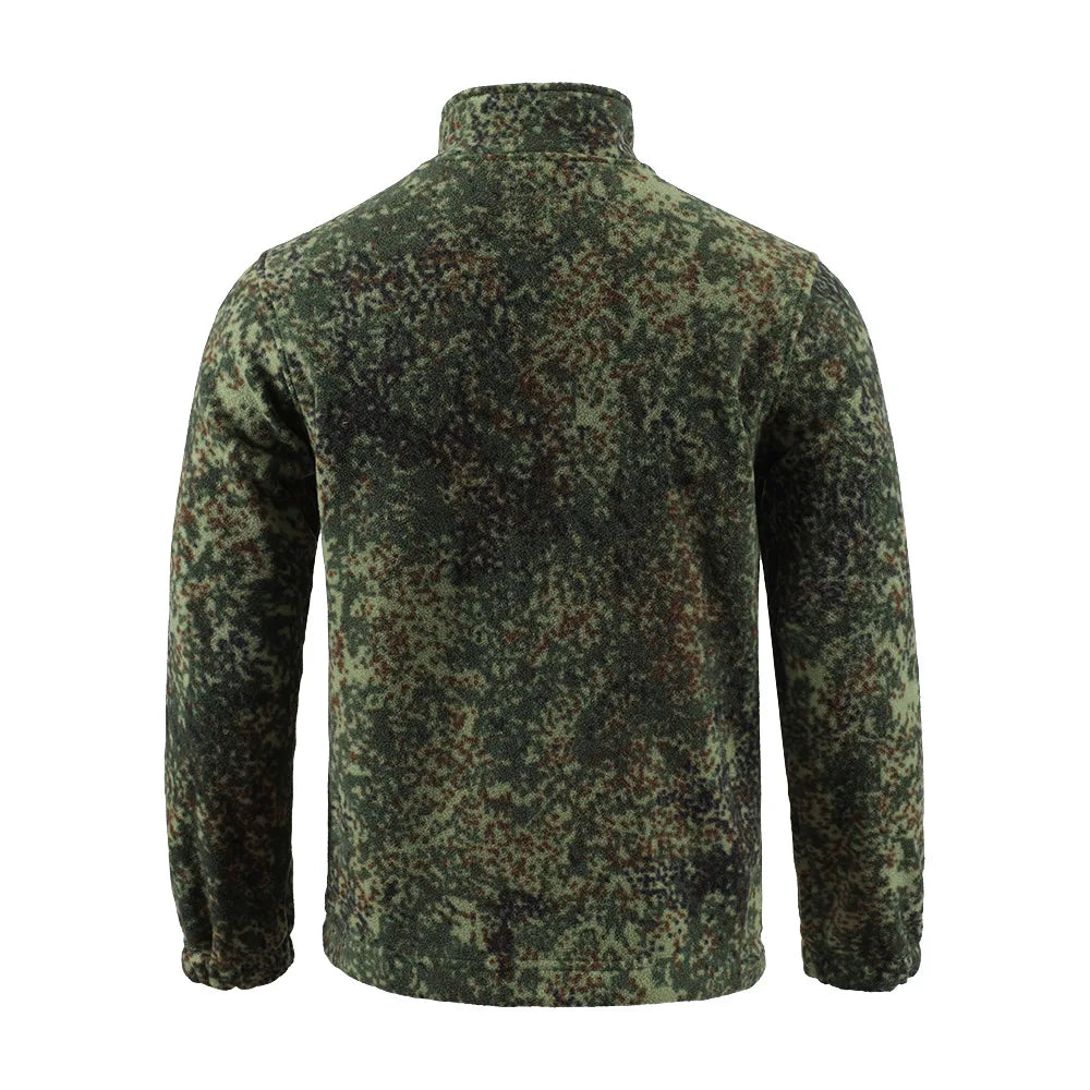 Mens Tactical Fleece Jacket Russian Camouflage US Military Work Coat Autumn Winter Outdoor Warm Zip Cardigan Jacket Inner Lining