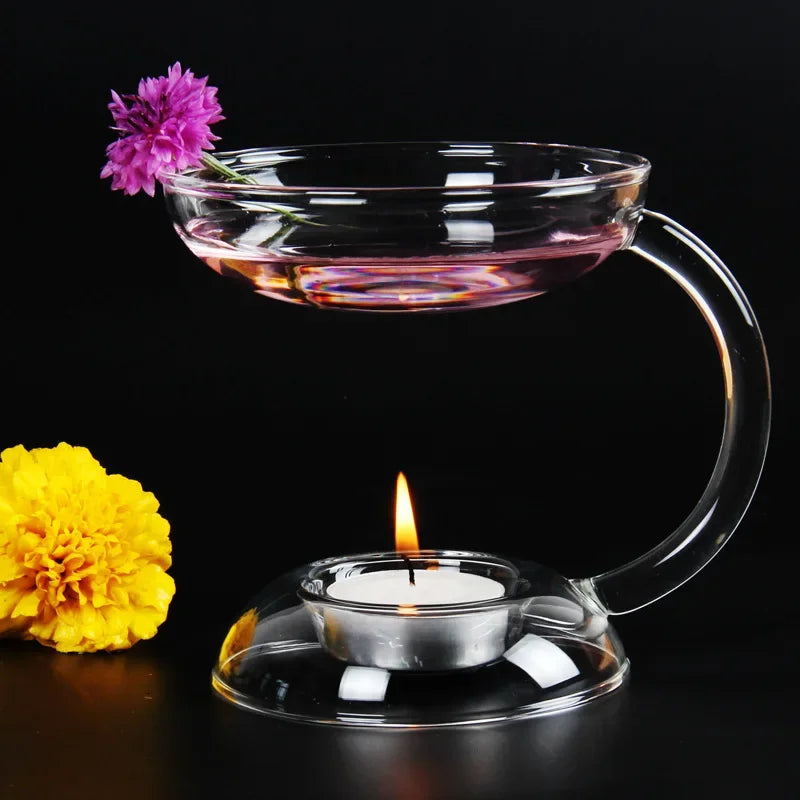 New and Unique Creative High Borosilicate Glass Essential Oil Furnace Candle Heating Reed Diffuser Incense Burner for Home Decor
