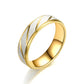 Fashion Gold Stripes Couple Rings 6mm 4mm Stainless Steel Contrast Color Jewelry Valentine's Day Gifts