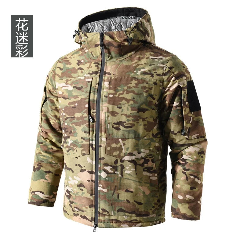 Men Heating Tactical Jacket Autumn Winter Warm Hooded Cotton Coat Camouflage Padded Clothes Outdoor Thermal Hiking Sports Jacket