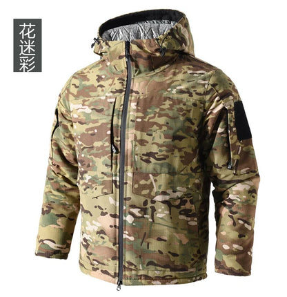 Men Heating Tactical Jacket Autumn Winter Warm Hooded Cotton Coat Camouflage Padded Clothes Outdoor Thermal Hiking Sports Jacket