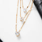 1Pc Multi-layered Dainty Light Luxury Water Drop Love Heart Star Set Chain Pendant Metal Collarbone Necklace Gift For Girl Women