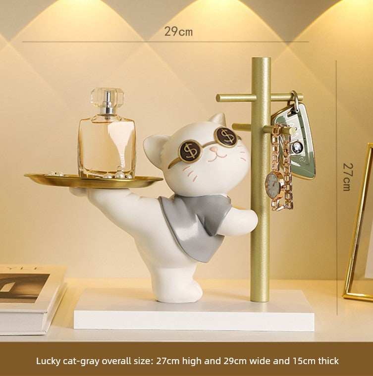 Key Storage Decoration Home Tray Moving Fortune Cat