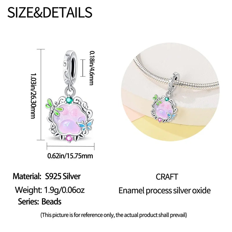 925 Silver Charms Beads Fit 3mm Original Bracelet Game Machine Box Afternoon Tea Dessert Romantic Pink Pendant DIY Jewelry