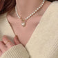 Elegant Pearl Necklace For Women Heart Pendant Necklaces Luxury Imitation Pearls Chain Necklaces Korean Jewelry Girls Gifts
