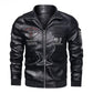 Winter Mens thick Warm Leather Jacket Luxury Stand Collar Embroidery Motorcycle Jacket Coat Men's Street Fashion Trend PU Jacket