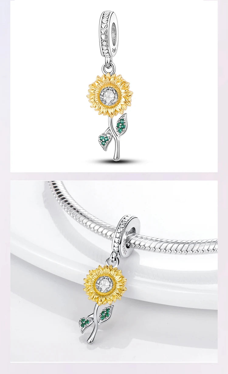 Fit Pandora 925 Original Bracelet 925 Silver Plate Flower Bird Series Charms Beads For Women Fashion DIY Jewelry Gifts Making