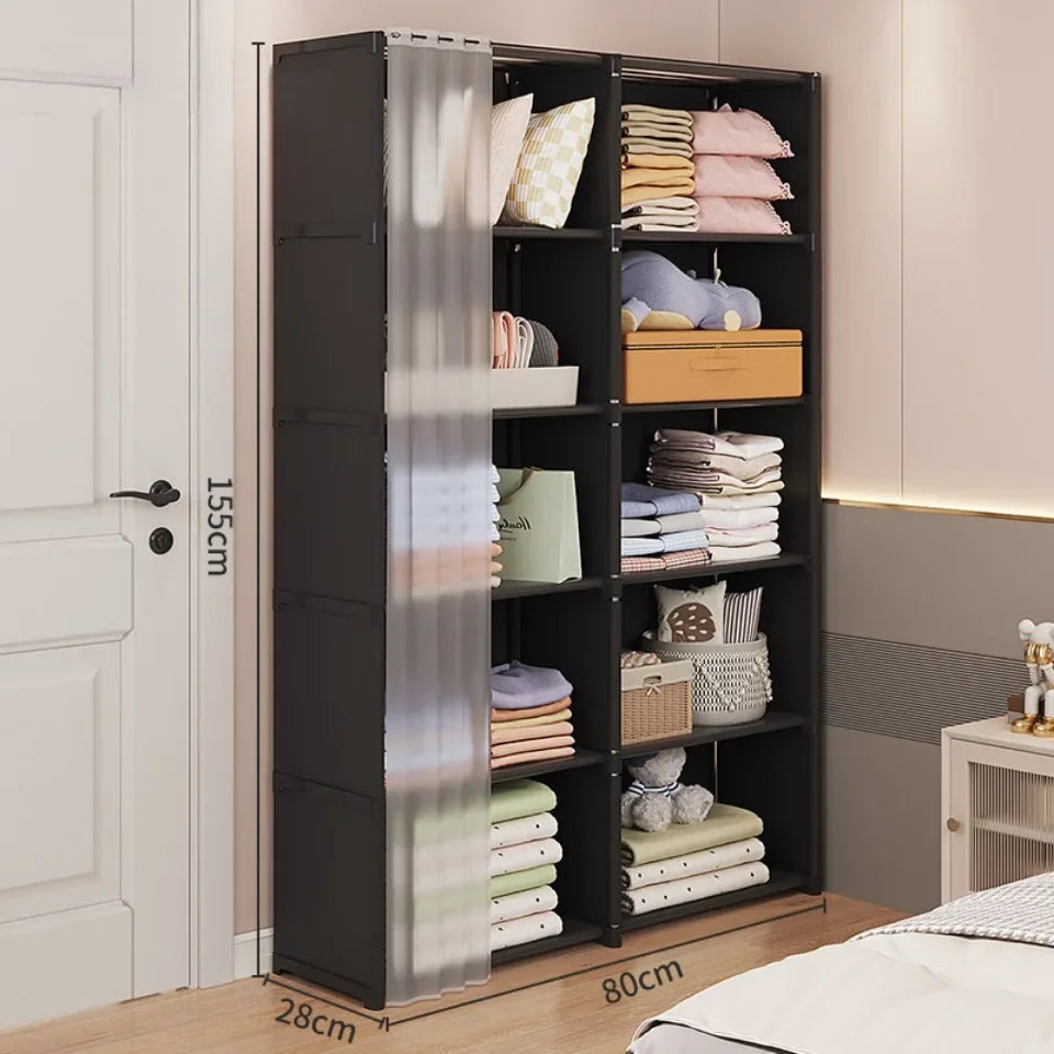 Dustproof Wardrobe Simple Cloth Wardrobe Organization Shelves Multipurpose Storage Rack High Capacity Furniture Closet Cabinet