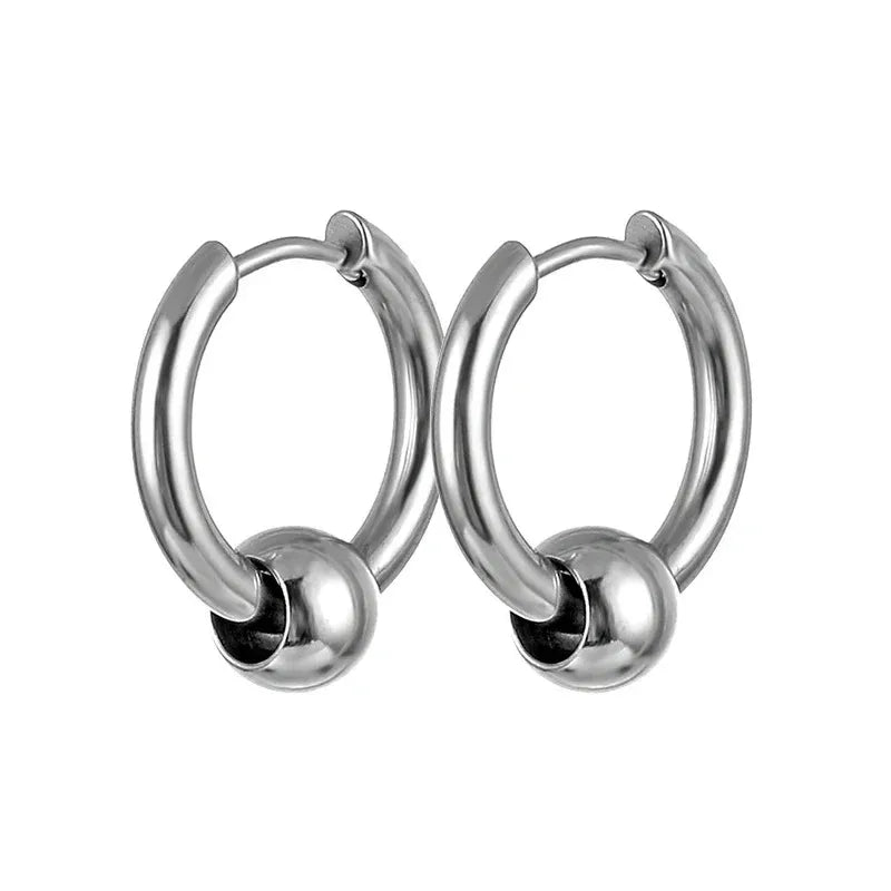 2pcs Fashion Cross Feather Stud Earrings, Punk Rock Style For Women Men High Quality Stainless Steel Hiphop Ear Jewelry