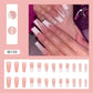 24p Artificial Acrylic Nail Art Fake Nails Full Coverage Removable Pressing Nail Tips Lotus Root Pink Leopard Print False Nails