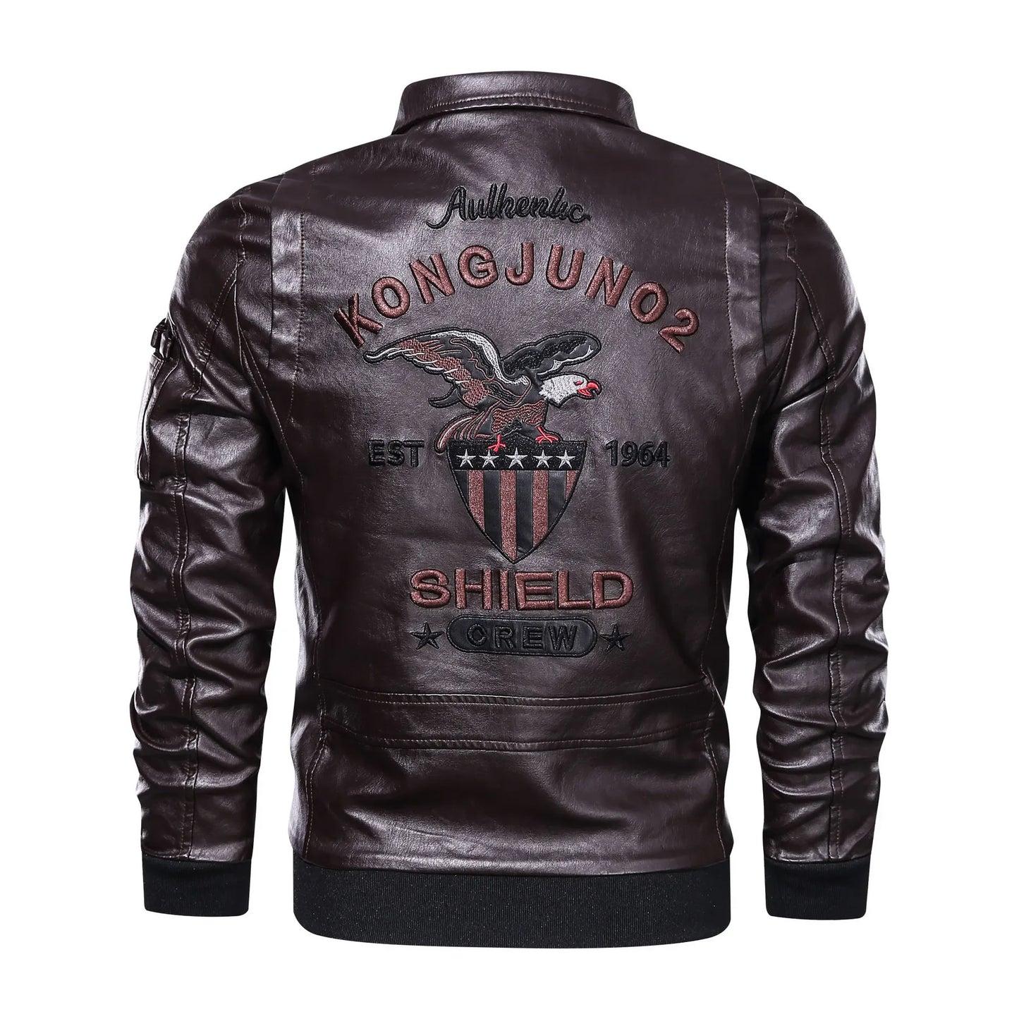 Winter Mens thick Warm Leather Jacket Luxury Stand Collar Embroidery Motorcycle Jacket Coat Men's Street Fashion Trend PU Jacket