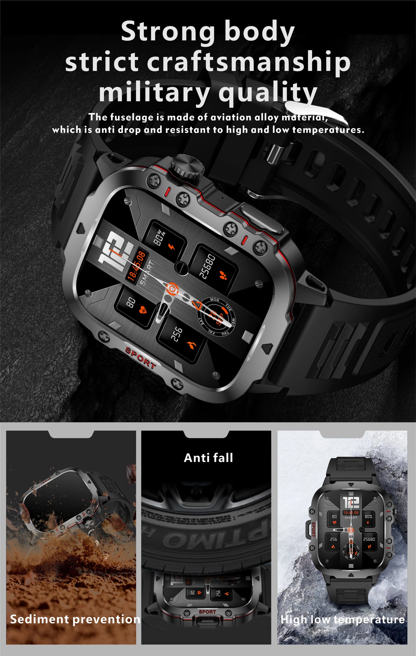 Military GPS Tracker Smart Watch Men IP68 5ATM Outdoor Sports Fitness Tracker Health Monitor 1.96" BT Call Smartwatch For Xiaomi