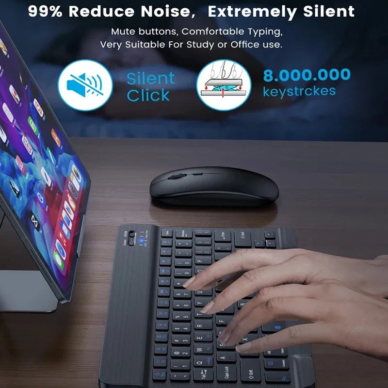 Bluetooth-compatible Keyboard and Mouse For iPad Xiaomi Tablet Mini Wireless Rechargeable Keyboard For Android IOS Windows