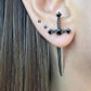 Hip Hop Cross Sword Stud Earrings For Women Classic Blask Crystal Stone Silver Ox Gold Black Color Personality Simple Jewelery