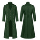 Medieval Men Vintage Costumes Steampunk Gothic Black Long Jacket Coat Vampire Cosplay Pirate Halloween Outfit Men's Trenchcoat