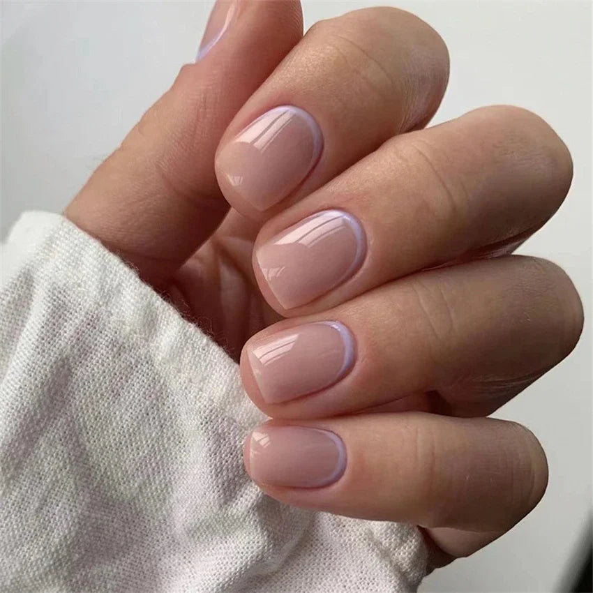 24p Artificial Acrylic Nail Art Fake Nails Full Coverage Removable Press On Nails Tip French Light Pink Heart False Nail Designs
