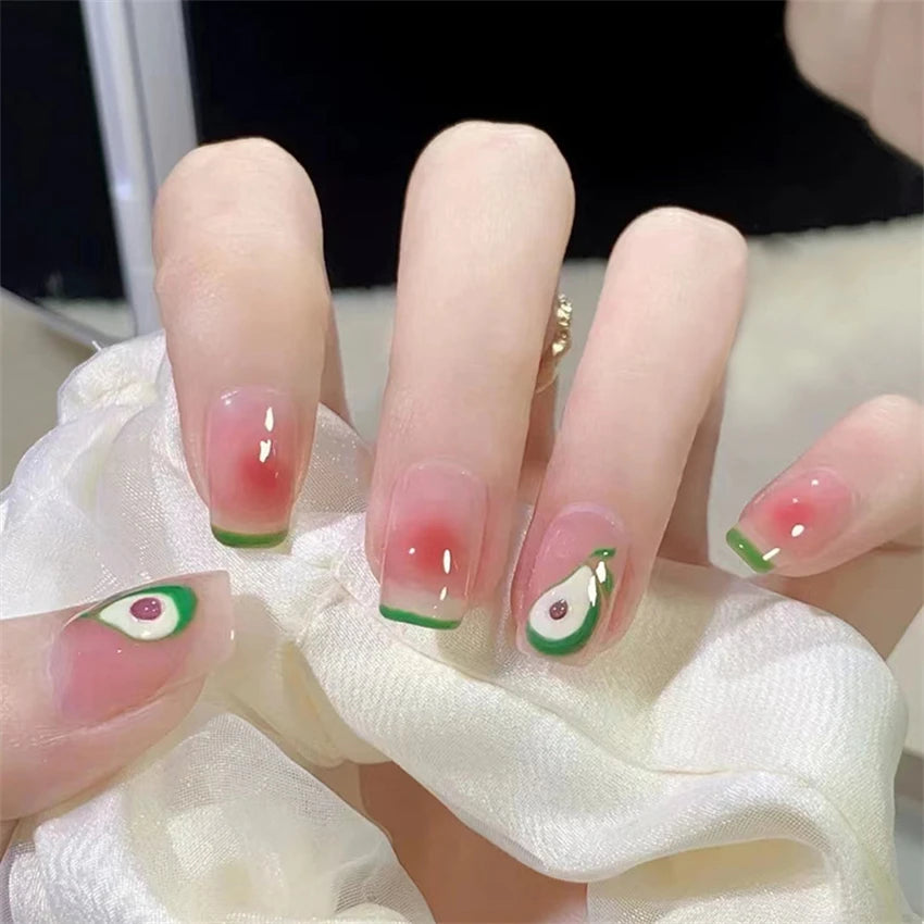 24Pcs/Lot Milky White Gradient Long Wearing False Nail Tips Acrylic Press on Nails Removable Reusable Artifical Fake Nails Art