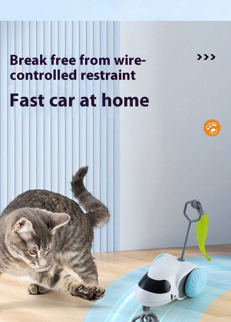 Smart Interactive Cat Toy Car Auto-Running Pet Vehicle with Obstacle Detection Durable for Indoor Cats Play