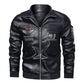 Winter Mens thick Warm Leather Jacket Luxury Stand Collar Embroidery Motorcycle Jacket Coat Men's Street Fashion Trend PU Jacket