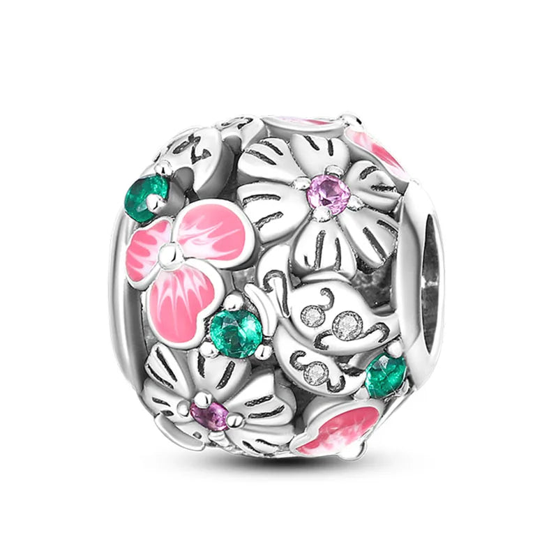 Fit Pandora 925 Original Bracelet 925 Silver Plate Flower Bird Series Charms Beads For Women Fashion DIY Jewelry Gifts Making