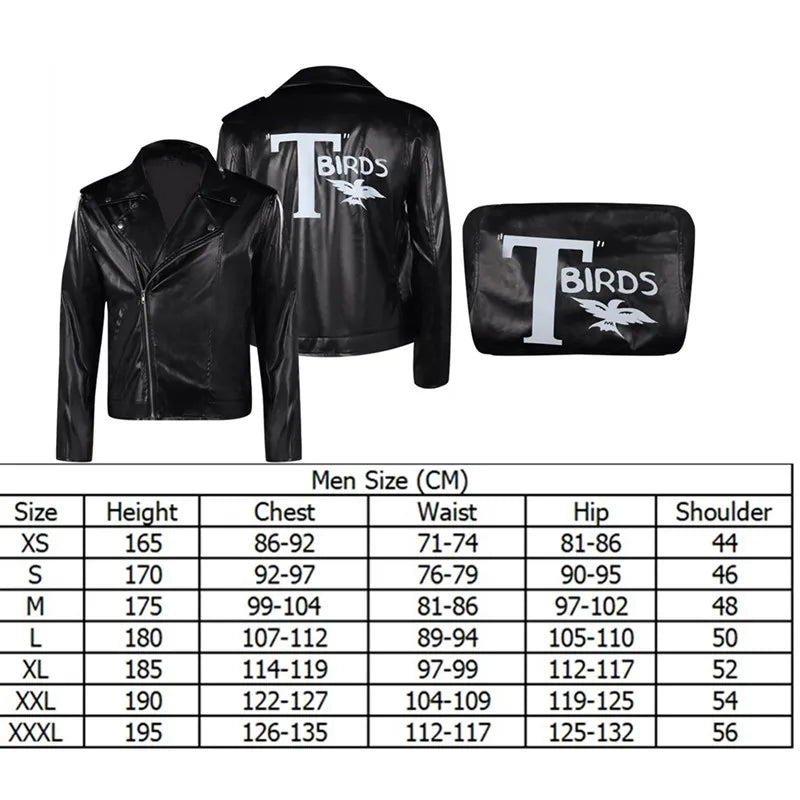 Grease Danny Cosplay Costume Men T-birds Jacket Coat Outfits Halloween Carnival Party Disguise Suit