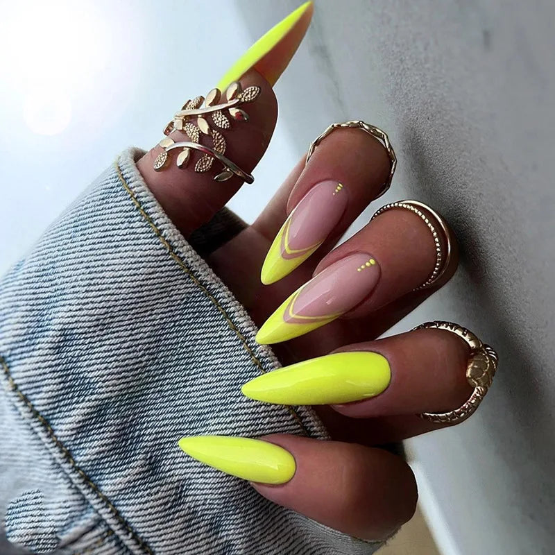 24Pcs Ballerina Press On Nail Tips Oval Head False Nails Almond Artificial Fake Nails With Glue Full Cover Press Manicure Tools