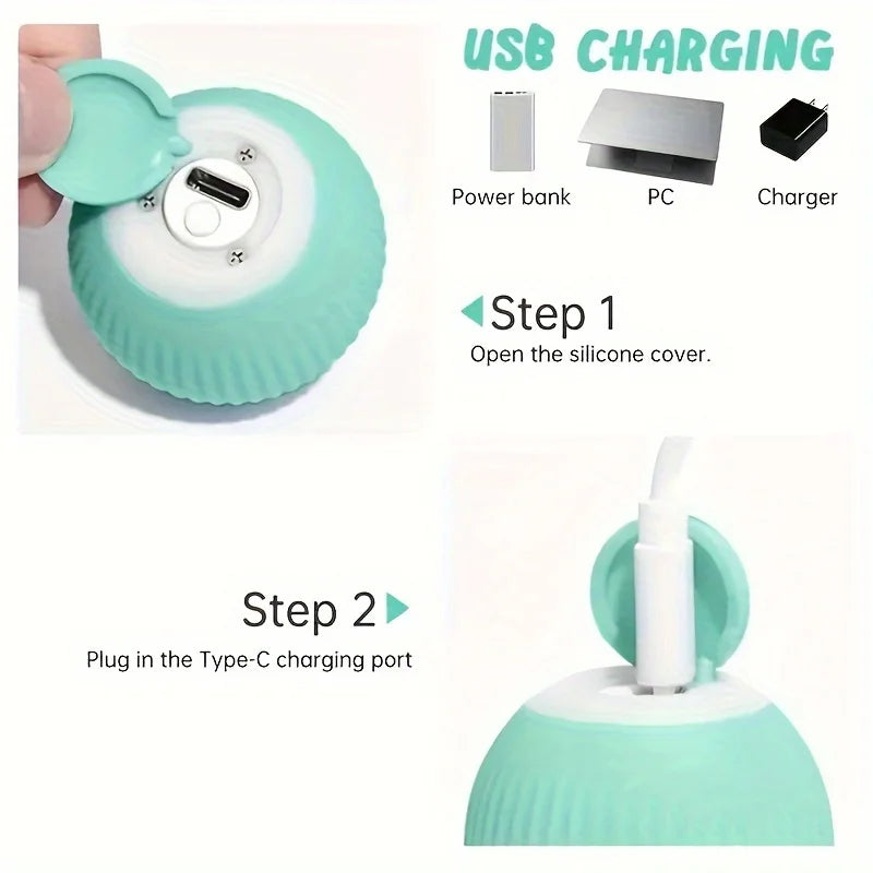 Power Ball Cat Toy, Interactive Cat Smart Ball Toy, Automatic Power Rolling Ball, Indoor Smart Pet Toy Ball with USB Charging