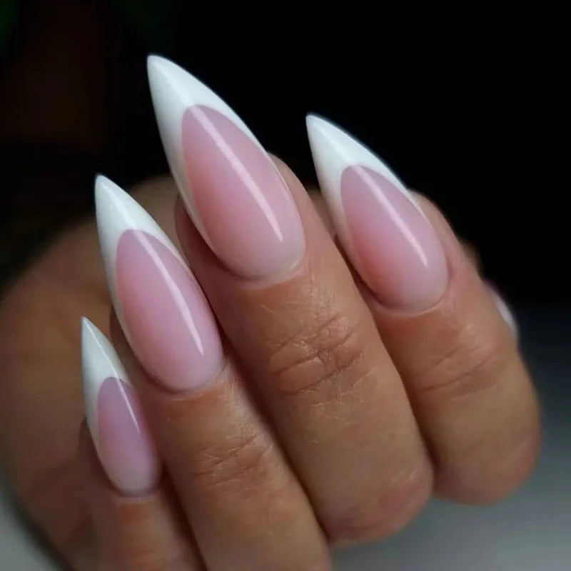 24Pcs Ballerina Press On Nail Tips Oval Head False Nails Almond Artificial Fake Nails With Glue Full Cover Press Manicure Tools