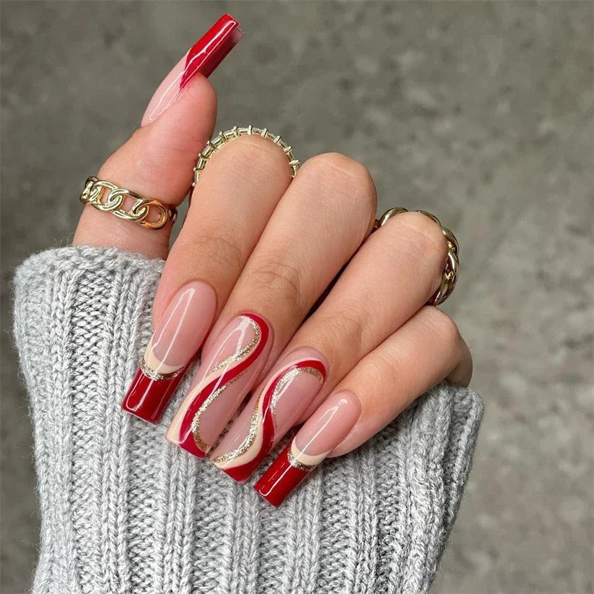 24p Artificial Acrylic Nail Art Fake Nails Full Coverage Removable Pressing Nail Tips Lotus Root Pink Leopard Print False Nails
