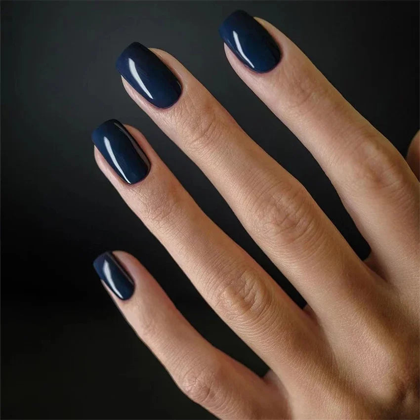 24pcs Artificial Nail Art Fake Nails Full Coverage Removable Ballet Short Press On Nails tips Chips Waterproof Solid Colour set