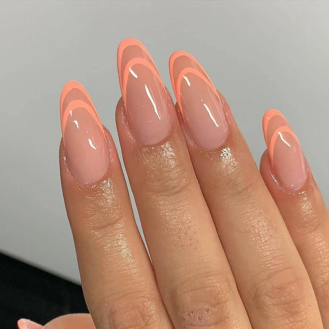 24Pcs Ballerina Press On Nail Tips Oval Head False Nails Almond Artificial Fake Nails With Glue Full Cover Press Manicure Tools