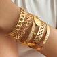 New Elegant Letter Love Bangle Gold Color Heart Flower Hollow Opening Bracelets Set Female Trendy Jewelry