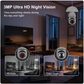 3MP Wifi IP Camera Surveillance Video 4X Digital Zoom CCTV Security Wireless Outdoor Monitor Audio Night Vision Human Detection