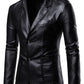 2024 Men Slim Autumn New Causal Vintage Leather Jacket Coat Men Design Motorcycle Biker Zipper Pocket PU Leather Jacket Coat