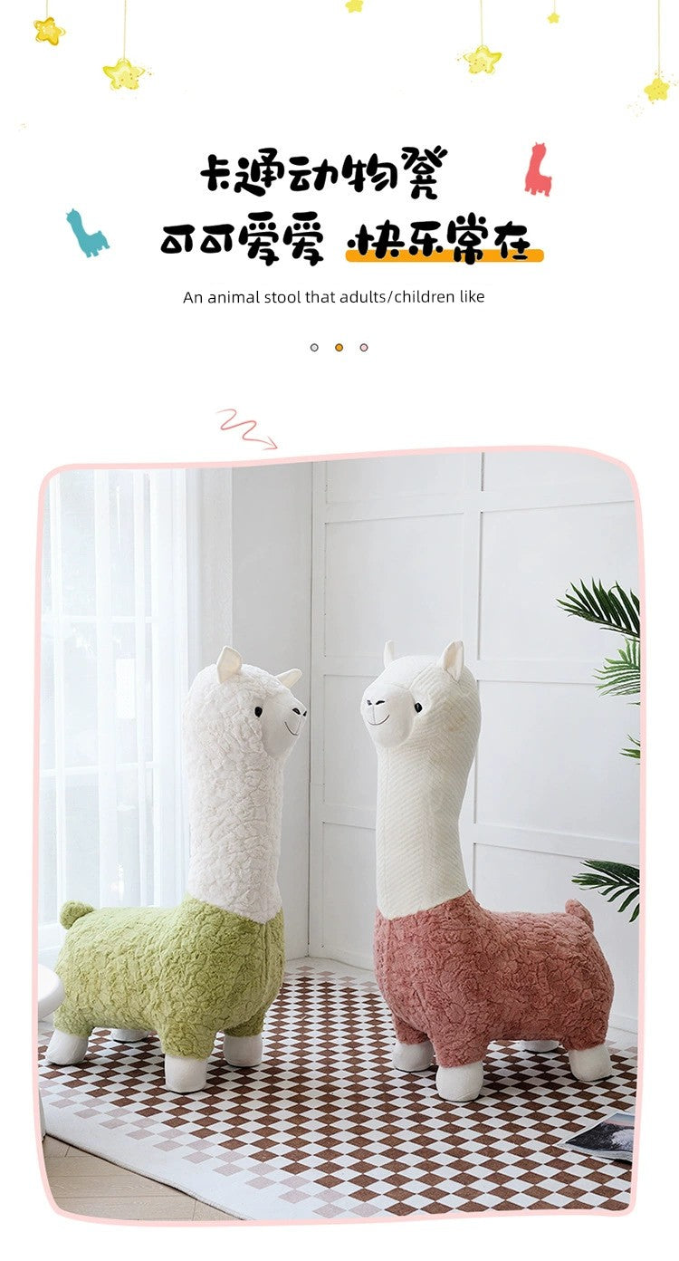 Alpaca Stool Living Room Seat for Girls Decorations