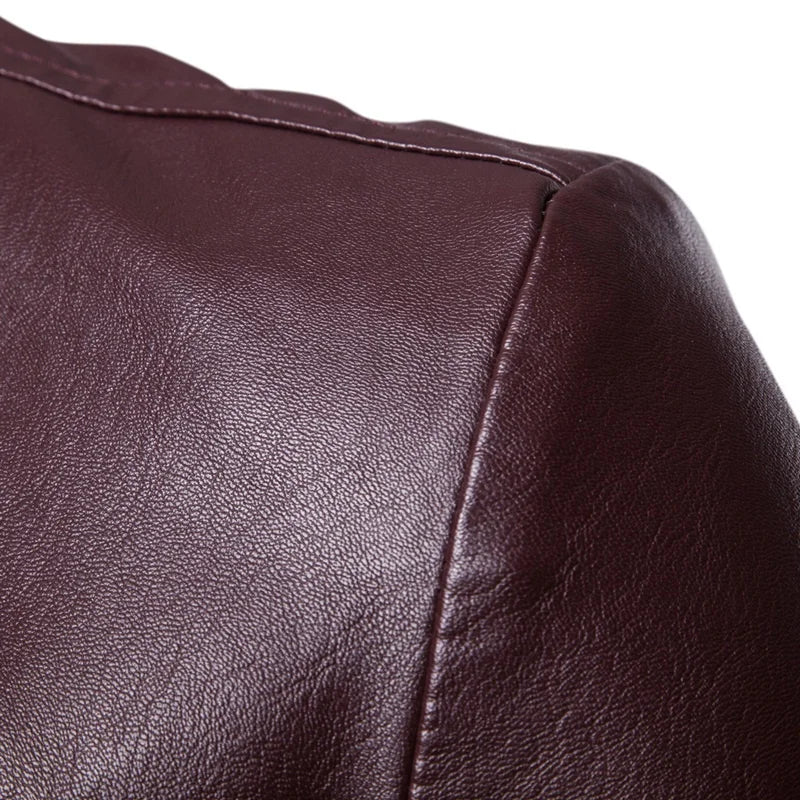 2024 Men Slim Autumn New Causal Vintage Leather Jacket Coat Men Design Motorcycle Biker Zipper Pocket PU Leather Jacket Coat