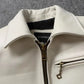 Men's Genuine Leather Jacket White Lapel Calfskin Jacket Natural Cowhide Men's Coat Slim Fit Top Layer Cowhide Biker Jacket