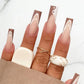 24p Artificial Acrylic Nail Art Fake Nails Full Coverage Removable Pressing Nail Tips Lotus Root Pink Leopard Print False Nails