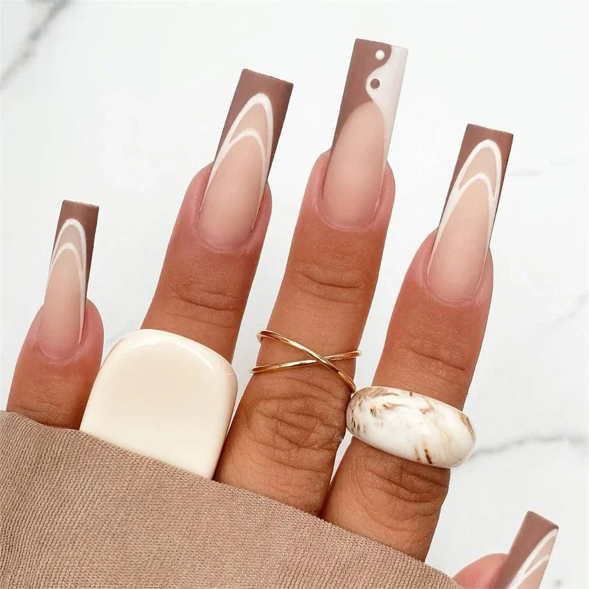 24p Artificial Acrylic Nail Art Fake Nails Full Coverage Removable Pressing Nail Tips Lotus Root Pink Leopard Print False Nails