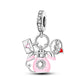 925 Silver Charms Beads Fit 3mm Original Bracelet Game Machine Box Afternoon Tea Dessert Romantic Pink Pendant DIY Jewelry